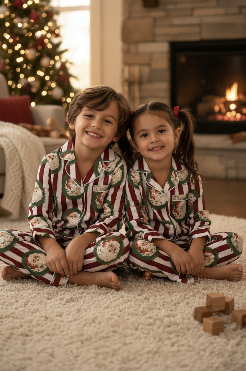 Santa's Christmas Kids manga larga y pantalón