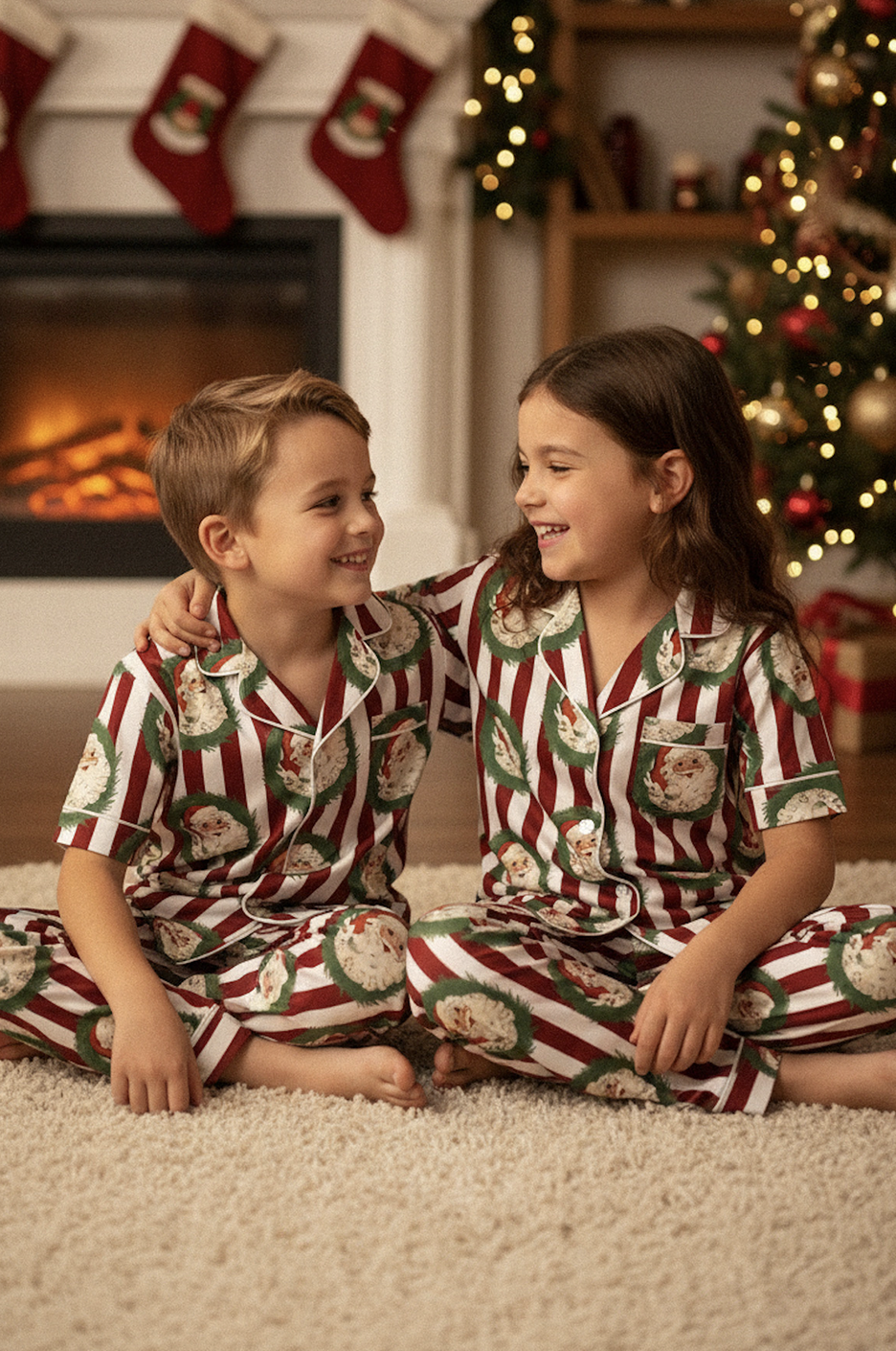 Santa's Christmas Kids manga corta y pantalón