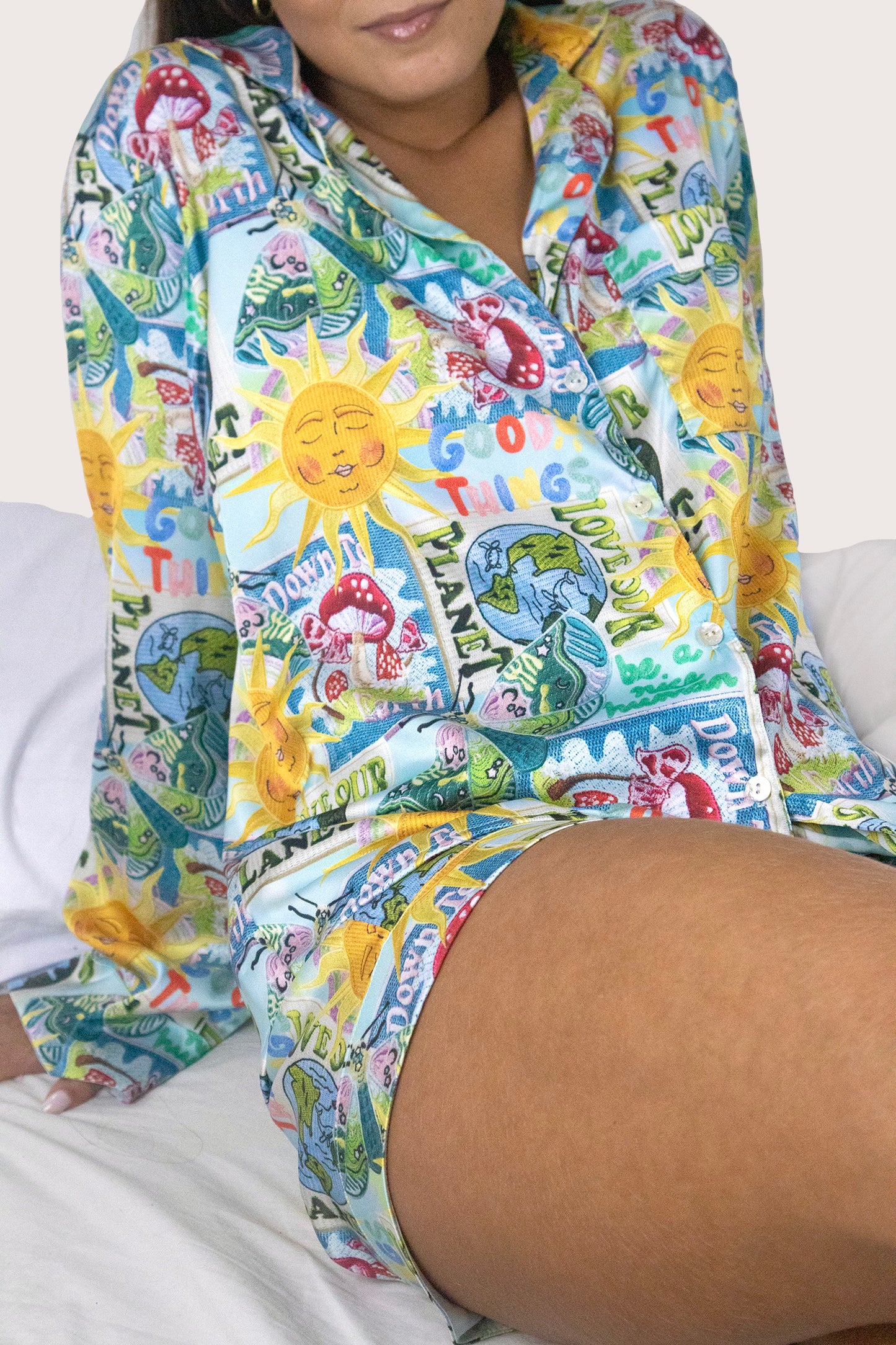 Camisa manga larga y short Be Happy