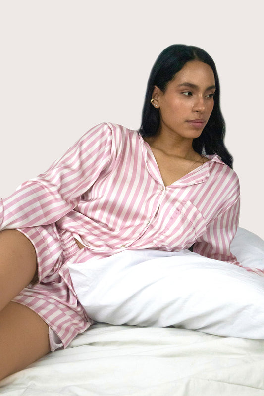 Camisa manga larga y short classic pink